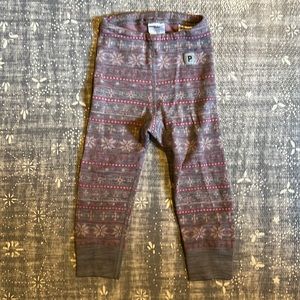 Polarn O Pyret merino wool pink gray fair isle Nordic northern snow leggings